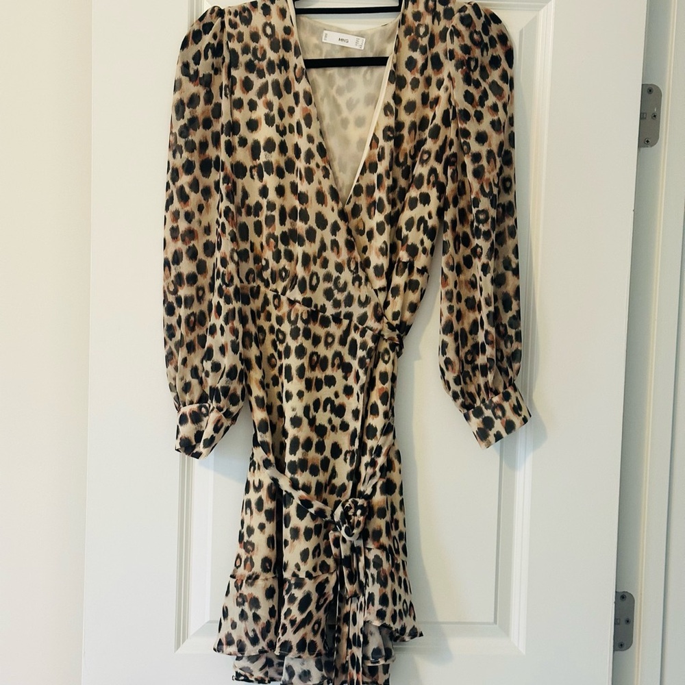 Mango Leopard Print Mini Dress